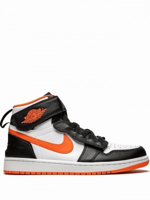 Nike FlyEase Men's Air Jordan 1 White / Black / Orange | TLFQXIS-98