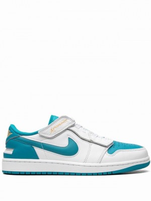 Nike Flyease Low Aquatone Men's Air Jordan 1 White / Blue | INTZVOH-76