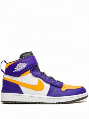 Nike Hi Flyease Lakers Men's Air Jordan 1 Purple / Yellow | RSZGJUO-01