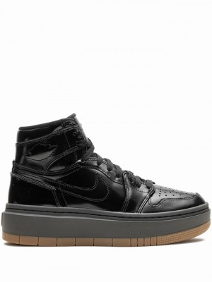 Nike High Elevate Black/Gum Women's Air Jordan 1 Black | HCZRTFL-38