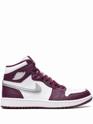 Nike High Golf Bordeaux Men's Air Jordan 1 Burgundy / White | RZFHNEB-94