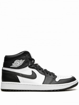 Nike High Golf Men's Air Jordan 1 White / Black | KBUDZOQ-51