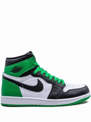 Nike High Men's Air Jordan 1 White / Black / Green | ZHUEFMQ-56