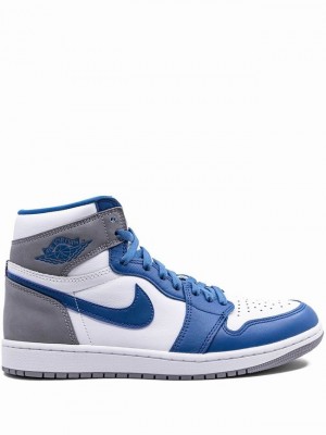 Nike High True Men's Air Jordan 1 White / Blue / Grey | EVLKHFD-50