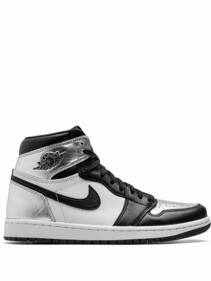 Nike High Women's Air Jordan 1 Silver / Black / White | VXQLFIB-56