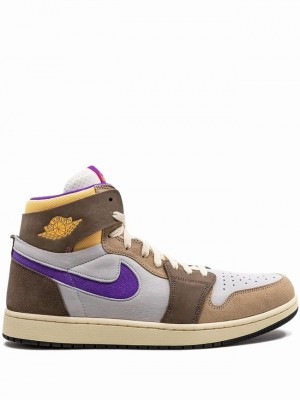 Nike Jordan 1 High Zoom Air CMFT 2 Palomino Wild Berry Men's Air Jordan 1 White / Grey | NMRBFPD-32