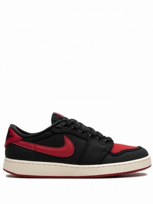 Nike KO Low Bred Men's Air Jordan 1 Black / Red | DMIOYQJ-38