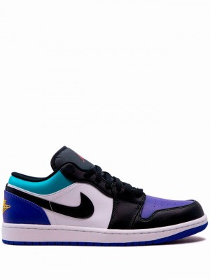 Nike Low Aqua Men's Air Jordan 1 White / Black / Purple | YCULJZD-54