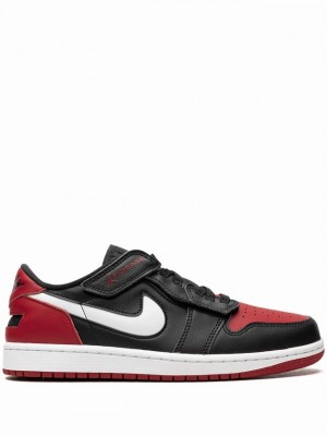 Nike Low Flyease Bred Men's Air Jordan 1 Black / Red | GZJDFRW-60