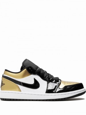 Nike Low Gold Toe Women's Air Jordan 1 Black / White / Gold | SNRWJQL-64