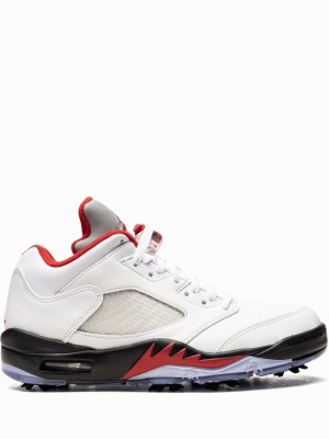 Nike Low Golf Fire - Silver Tongue Men's Air Jordan 5 White | TIFWRLQ-36