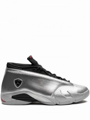 Nike Low Metallic Silver Women's Air Jordan 14 Silver / Black | QRAZOXK-53