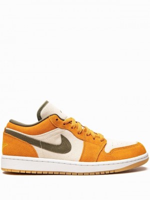 Nike Low SE Light Curry Women's Air Jordan 1 White / Olive / Green / Deep Yellow | DCFUKSQ-78