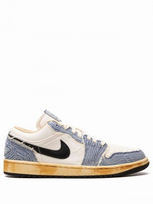 Nike Low SE Sashiko Denim Men's Air Jordan 1 White / Blue | ESVAXRN-09