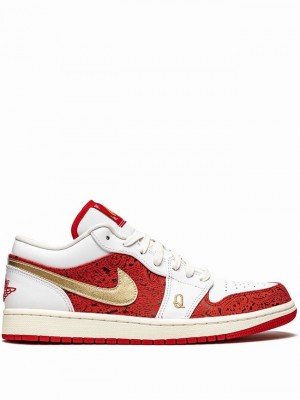 Nike Low Spades Men's Air Jordan 1 White / Red | KCZJEFN-54