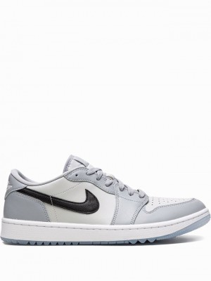 Nike Low Wolf Men's Air Jordan 1 White / Grey | QFPKBUN-78