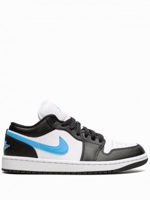 Nike Low Women's Air Jordan 1 White / Black / Blue | UCKHSDQ-79