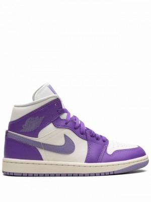 Nike Mid Action Grape Women's Air Jordan 1 Purple / White | WUSPCQX-91