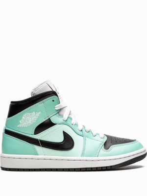 Nike Mid Aqua Black Women's Air Jordan 1 Black | MRLAUVQ-87