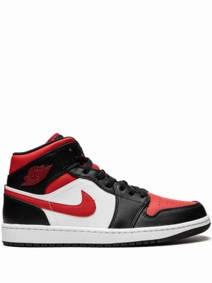 Nike Mid Bred Toe Men's Air Jordan 1 Red / Black | BQZOFEI-36