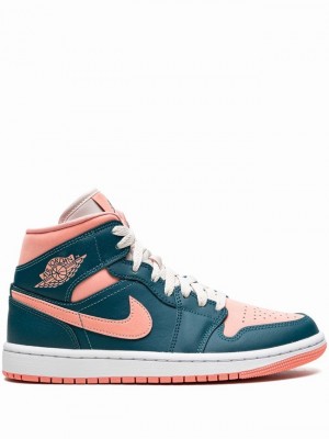 Nike Mid Dark Teal Women's Air Jordan 1 Dark Turquoise / Green | LDIGBYO-26