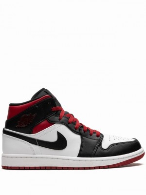 Nike Mid Gym Toe Men's Air Jordan 1 White / Black / Red | TVRGPLE-49