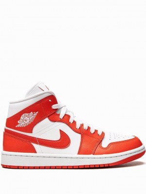 Nike Mid Habanero Red Women's Air Jordan 1 White / Red | SKGQFWT-85