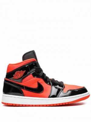 Nike Mid Hot Punch Women's Air Jordan 1 Black / Orange | JSBRFPU-04