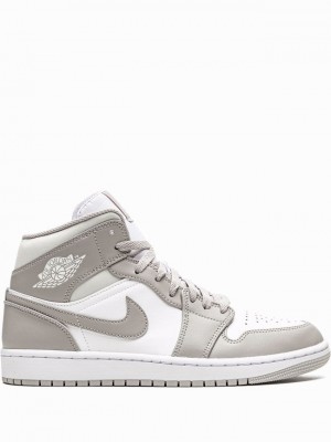 Nike Mid Linen Men's Air Jordan 1 White / Grey | LXDIONG-49