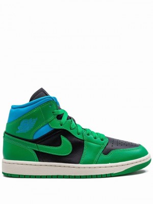 Nike Mid Lucky Aquatone Women's Air Jordan 1 Green / Blue / Black | VADUTKL-15