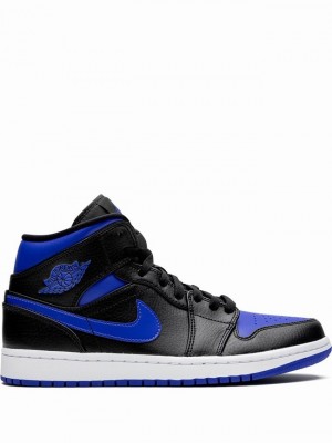 Nike Mid Men's Air Jordan 1 Black / Blue | VILSNYP-38