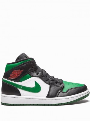 Nike Mid Men's Air Jordan 1 Black / Green / White | BYCSTPA-36