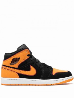 Nike Mid Men's Air Jordan 1 Black / Orange | HXPANYW-94