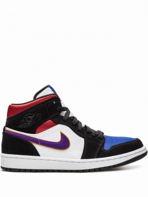 Nike Mid Men's Air Jordan 1 Blue / Black / White | UGPAKYX-64