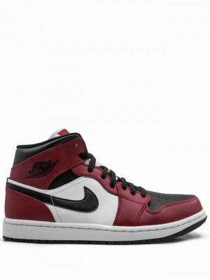 Nike Mid Men's Air Jordan 1 Red / Black / White | HXVUKIY-60