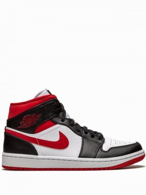 Nike Mid Men's Air Jordan 1 White / Black / Red | EHWLFDI-72