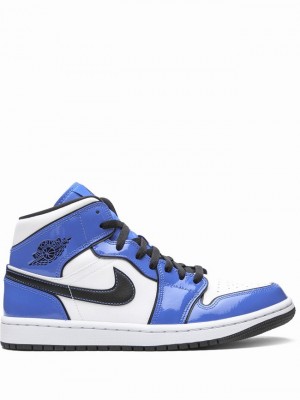 Nike Mid Men's Air Jordan 1 White / Blue | SFVGMDZ-72