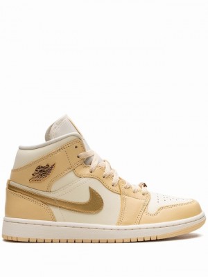 Nike Mid Pale Vanilla / Coconut Milk / Sail / Metallic Gold Women's Air Jordan 1 Beige / Cream / White / Gold | GAWOXQN-24