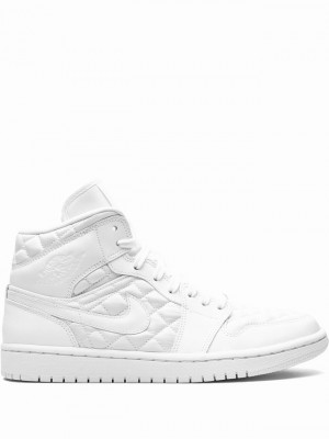 Nike Mid Quilted White Women's Air Jordan 1 White | TDYBCNV-05