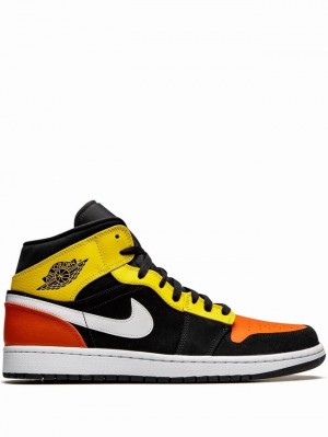 Nike Mid SE Amarillo Men's Air Jordan 1 Orange / Yellow / Black | RFEULZS-56