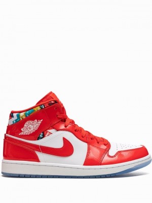 Nike Mid SE Barcelona Sweater Men's Air Jordan 1 White / Red | SVEZQHA-38