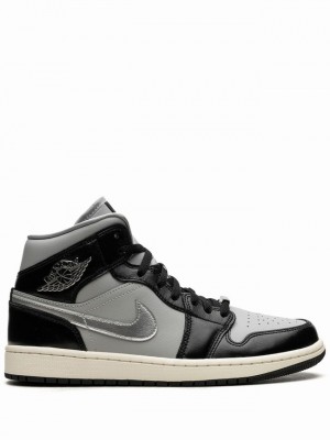 Nike Mid SE Black Chrome Women's Air Jordan 1 Black | SKDXIJC-97