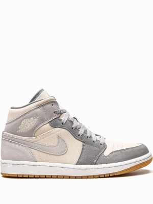 Nike Mid SE Coconut Milk Men's Air Jordan 1 Grey / White | OCWIADZ-75