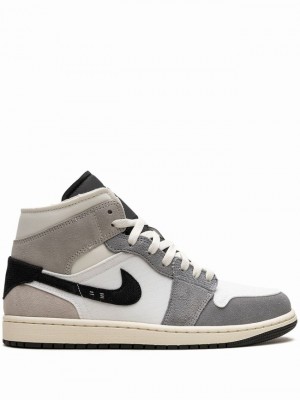 Nike Mid SE Craft Cement Men's Air Jordan 1 White / Grey | QJBZXIG-14