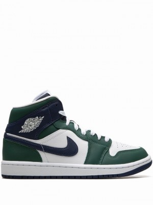 Nike Mid SE High Top Women's Air Jordan 1 White / Green | SIXOFND-94