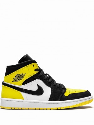 Nike Mid SE Men's Air Jordan 1 Black / Yellow | OBQTVZJ-37