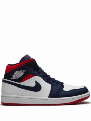 Nike Mid SE Olympic - USA Men's Air Jordan 1 Blue / White | WGDBPKY-43