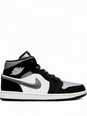 Nike Mid SE Satin Men's Air Jordan 1 White / Black | TUQFMPI-74