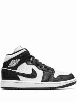 Nike Mid SE Split Women's Air Jordan 1 Black / White | MKVAOPJ-49