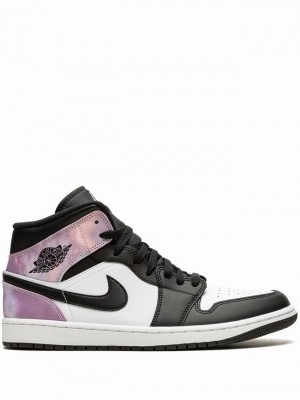 Nike Mid SE Tie-Dye Men's Air Jordan 1 White / Black / Pink | OSYNKHA-16